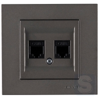 Розетка комп'ютерна подвійна RJ45х2 cat 6 Arvia Electric KAREN Антрацит (20 06 2000 248)